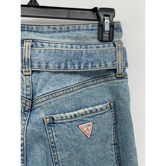 GUESS Women's Light Blue Denim High-Rise Belted Frayed Skinny Leg Jeans SZ 27 - Picture 7 of 13
